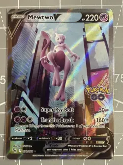 Pokemon TCG Mewtwo v Full Art Pokemon Go 072/078 Holo Ultra Rare - Image 3