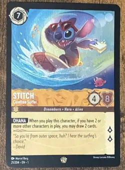 Disney Lorcana TCG Stitch Carefree Surfer First Chapter Legendary Foil / Base - Image 2