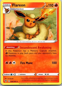 Flareon - (Cosmos Holo) 026/185 - Miscellaneous Cards & Products Pokemon NM - Image 1