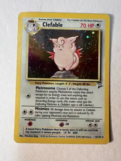Pokemon TCG Clefable Base Set 2 Holo Unlimited Rare Card 5/130 LP Condition - Image 1