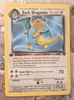 Pokemon Dark Dragonite TCG 1st Edition Non-Holo Card 22/82 - LP - Image 1