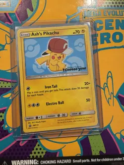 Pokemon TCG Sun & Moon Black Star Promo Card Ash's Pikachu SM113 - Image 1