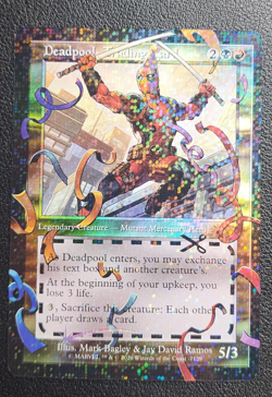 MTG Deadpool, Trading Card Secret Lair Confetti Pool Party Foil Bonus Card 7129 - Image 3
