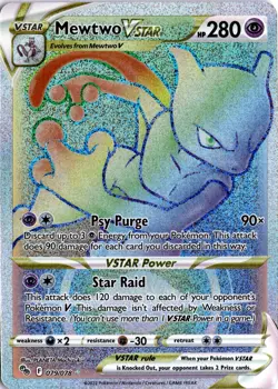 Pokemon Go Mewtwo VSTAR TCG Card Rainbow Secret Rare 079/078 Mint Condition - Image 1