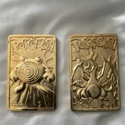 Nintendo Poliwhirl #61 & Charizard Pokemon Metal Foil Card Lot - 2 Cards - Image 1