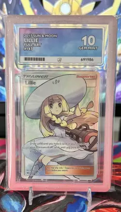 Lillie Full Art #147 Sun & Moon - Ace Grading Gem Mint 10 + Guard - LOW POP!! - Image 1