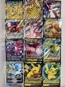 Pokemon TCG - 12 Oversized Jumbo Card Lot - V, Vstar, EX, Pikachu, Dragonite - Image 1