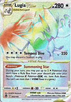 Pokemon TCG Lugia VSTAR Secret Rare Full Art Holo 202/195 Silver Tempest - Image 1