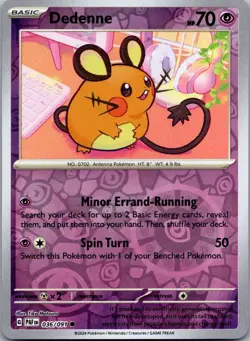 Dedenne 036/091 - SV: Paldean Fates Pokemon Common NM Reverse Holo - Image 1