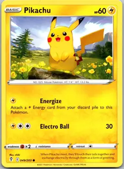 Pikachu 049/203 - SWSH07: Evolving Skies Pokemon LP - Image 1