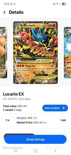 Pokemon M Lucario EX 55/111 Mega Ultra Rare Full Art Holo XY Furious Fists - Image 3