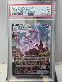Pokemon Espeon VMAX Alternate Art TCG Secret 270/264 Fusion Strike Holo PSA 10 - Image 1