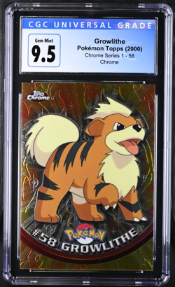 CGC 9.5 GEM MINT Pokemon GROWLITHE 2000 Topps Chrome Series 1 #58 - Image 1