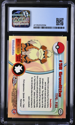 CGC 9.5 GEM MINT Pokemon GROWLITHE 2000 Topps Chrome Series 1 #58 - Image 2
