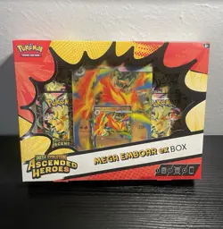 Pokemon Ascended Heroes Mega Emboar EX Box Sealed New (Small Tear) - Image 1