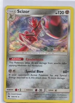Scizor 126/214 Holo Rare Lost Thunder Pokemon Holo Moderately Played - Image 1