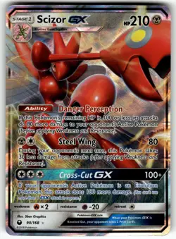 Scizor GX 90/168 Holo GX Rare Celestial Storm Pokemon Damaged - Image 1
