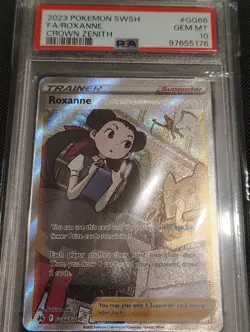 Pokemon TCG Roxanne SWORD & SHIELD CROWN ZENITH #GG66 Full Art PSA 10 - Image 1