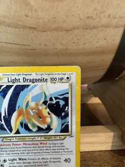 Pokemon TCG Light Dragonite 14/105 Neo Destiny Holo Rare 2000 English - Image 3