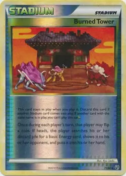1x Burned Tower - 71/90 - Uncommon - Reverse Holo Heavily Played Pokemon HGSS - - Image 1