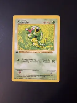 1999 Pokemon Base Set Caterpie 45/102 1st Edition Vintage LP - Image 1