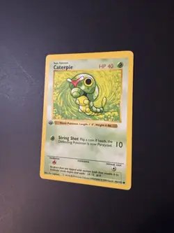 1999 Pokemon Base Set Caterpie 45/102 1st Edition Vintage LP - Image 2