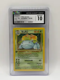 Pokemon Venusaur (Bisaflor) Base Set 1st Edition GERMAN Holo Rare #15 CGC 10 - Image 1
