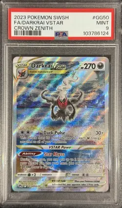 Pokemon Sword & Shield Crown Zenith #GG50 Darkrai VSTAR PSA 9 Mint - Image 1