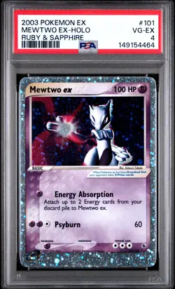 2003 POKEMON EX RUBY & SAPPHIRE #101 MEWTWO EX-HOLO PSA 4 - Image 1