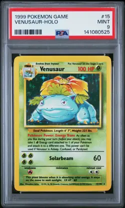 1999 POKEMON BASE SET UNLIMITED #15 VENUSAUR-HOLO PSA 9 - Image 1