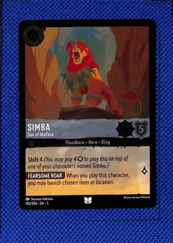 Disney Lorcana Shimmering Skies Simba 192/204 Cold Foil - Image 1