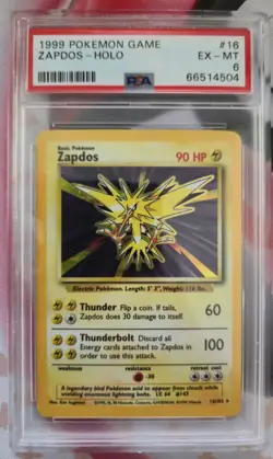 1999 POKEMON GAME #16 ZAPDOS-HOLO - PSA 6 - Image 2
