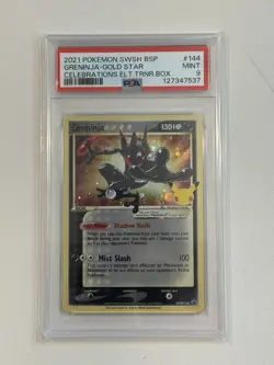 Pokemon Greninja Gold Star 2021 Celebrations Black Star Promo SWSH144 PSA 9 - Image 1