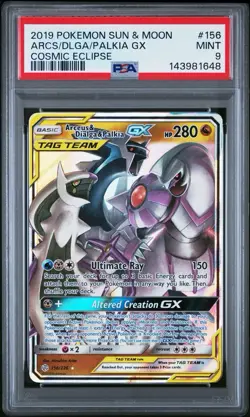 Pokemon TCG Arceus & Dialga & Palkia GX 156/236 Cosmic Eclipse Psa9 - Image 1