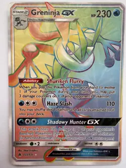Pokemon Greninja GX 133/131 Rainbow Rare Secret Hyper Full Art Near Mint Holo - Image 1