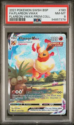 2021 POKEMON SWSH BLACK STAR PROMO #180 FULL ART/FLAREON VMAX PSA 8 - Image 1