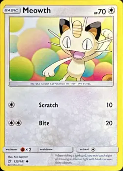 Meowth 125/181 Common Team Up Pokemon Near Mint - Image 1