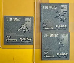 LEGENDARY BIRDS MOLTRES ARTICUNO ZAPDOS VINTAGE 1999 POKEMON STICKERS 2”x 2” NM - Image 2