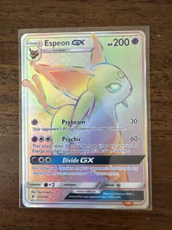 Espeon GX Sun & Moon Base Set 152/149 Pokemon Holo Secret Rare Rainbow - Image 1