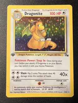 Dragonite #4/62 Fossil 1st Edition Holo Rare Pokemon Card 1999 LP-MP - Image 1