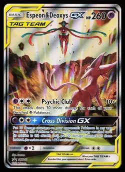 Espeon & Deoxys GX SM240 Full Art Sun & Moon Promo Pokemon Card - Image 1