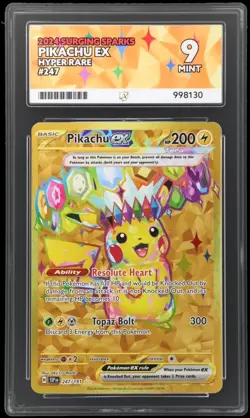 Pokemon Card Pikachu EX Hyper rare Gold 247/191 Surging Sparks Ace Graded 9 Mint - Image 3