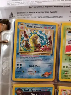 Holographic first edition Misty's gyarados great condition original card - Image 1