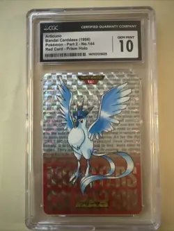 Articuno – Bandai Carddass Pokemon Part 2 No.144 (Red Card) CGC Gem Mint 10 - Image 1