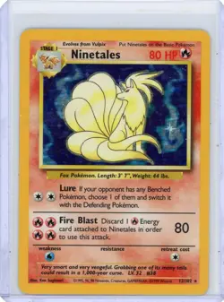 Pokemon TCG Ninetales Holo Rare Card Base Set 12/102 LP - Image 1