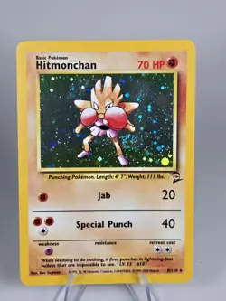 Pokemon TCG Hitmonchan Holo Rare Card 8/130 Base Set 2 - Image 1