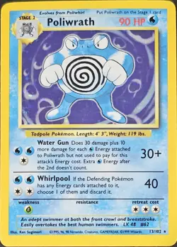 Poliwrath 13/102 Base Set Holo Rare WOTC 1999 Pokemon Card Lightly Played (LP) - Image 1