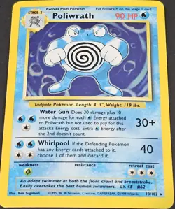 Poliwrath 13/102 Base Set Holo Rare WOTC 1999 Pokemon Card Lightly Played (LP) - Image 4