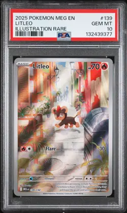 2025 POKEMON MEG EN-MEGA EVOLUTION ILLUSTRATION RARE #139 LITLEO PSA 10 - Image 1