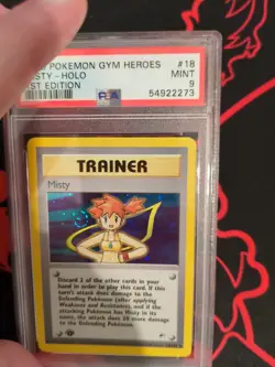 Pokemon Misty Gym Heroes 1st Edition Holo Rare #18 PSA 9 Mint W/ Swirl - Image 4